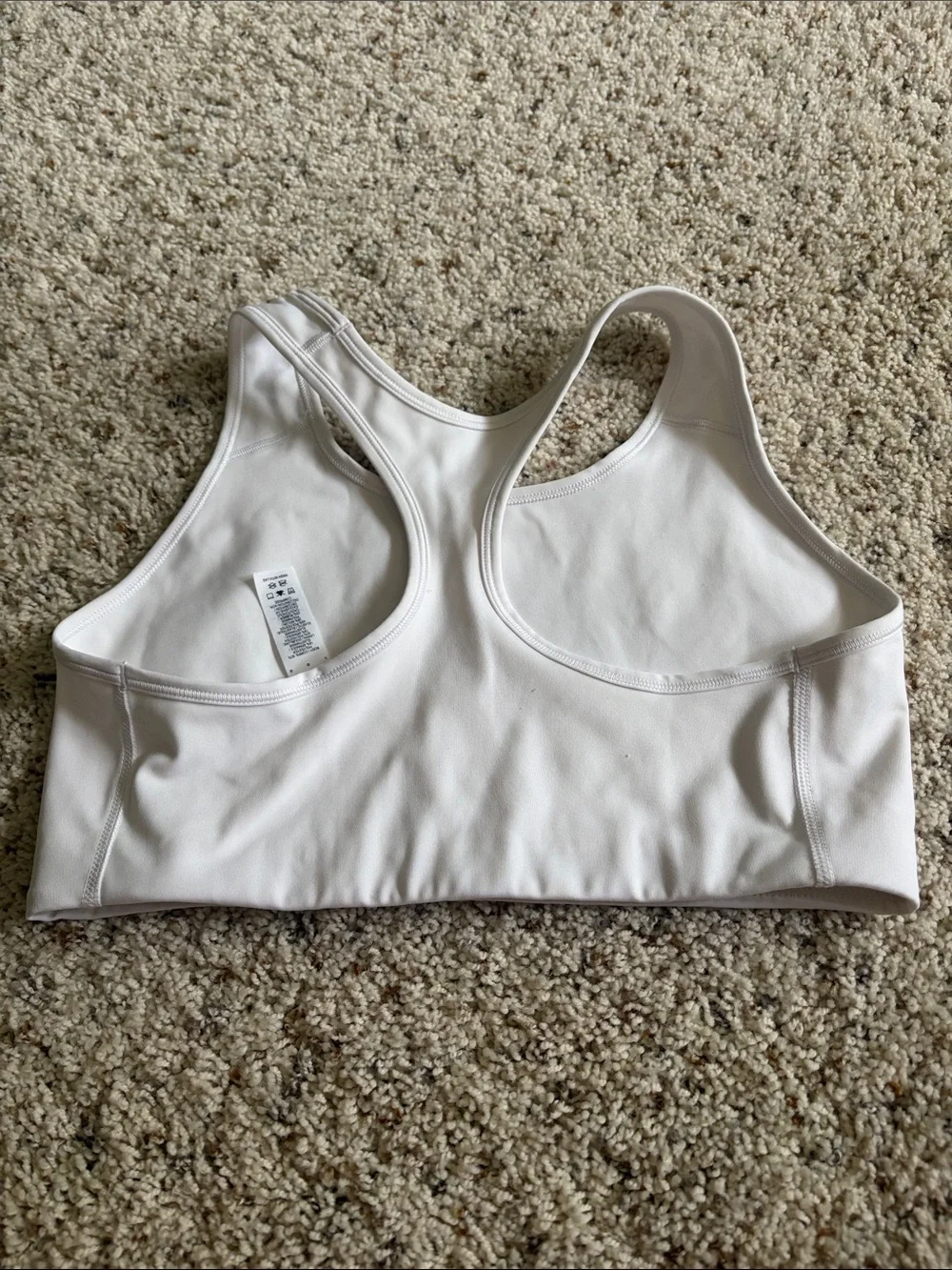 Nike White Racerback Sports Bra with Black Swoosh